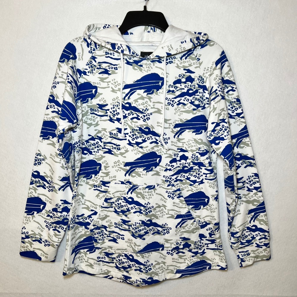 New NFL Buffalo Bills FOCO Women Camo Leopard Print Game Day Hoodie Blue White M